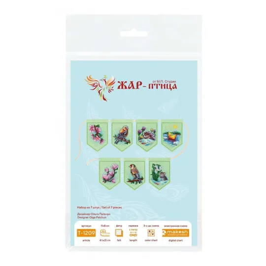 Cross stitch kit "Spring garland (7 flags)" 11x8 cm ST-1209