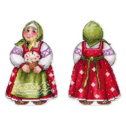 Kit point de croix "Grand-mère avec gâteau de Pâques" 16*10 cm SR-1354