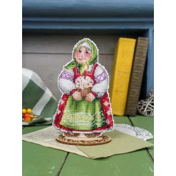Kit point de croix "Grand-mère avec gâteau de Pâques" 16*10 cm SR-1354
