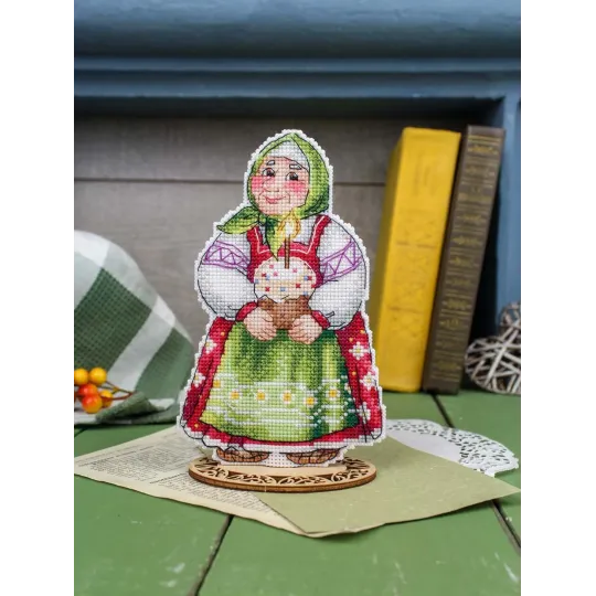 Ristinuke komplektas "Močiutė su Velykų pyragu" 16*10 cm SR-1354