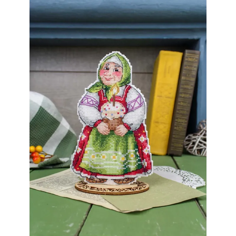 Ristinuke komplektas "Močiutė su Velykų pyragu" 16*10 cm SR-1354
