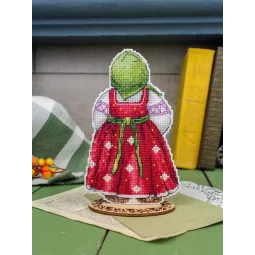 Набор для вышивания крестиком "Бабушка с пасхальным куличом" 16*10 см SR-1354