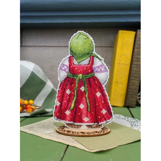 Ristinuke komplektas "Močiutė su Velykų pyragu" 16*10 cm SR-1354