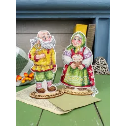 Набор для вышивания крестиком "Бабушка с пасхальным куличом" 16*10 см SR-1354