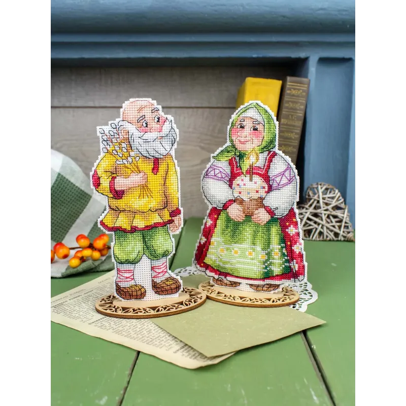Ristinuke komplektas "Močiutė su Velykų pyragu" 16*10 cm SR-1354