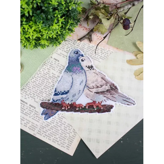 Cross stitch kit "Dove and turtledove" 10*14 cm SR-1338