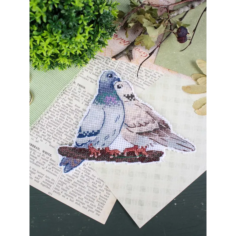 Cross stitch kit "Dove and turtledove" 10*14 cm SR-1338