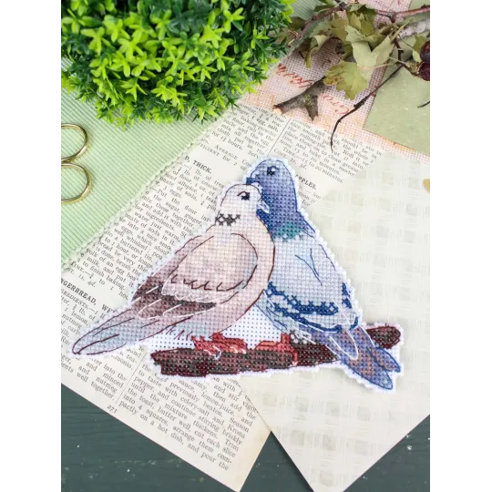 Cross stitch kit "Dove and turtledove" 10*14 cm SR-1338