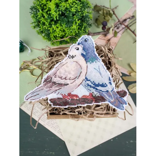 Cross stitch kit "Dove and turtledove" 10*14 cm SR-1338