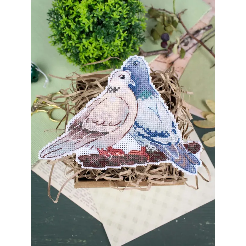 Cross stitch kit "Dove and turtledove" 10*14 cm SR-1338