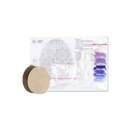 Cross-stich on wooden base"Lilac patterns. Egg" 8*6 cm SO-187