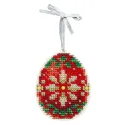 Cross-stich on wooden base"Red and gold egg" 8*6 cm SO-184