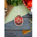 Cross-stich on wooden base"Red and gold egg" 8*6 cm SO-184