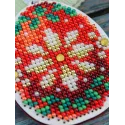 Cross-stich on wooden base"Red and gold egg" 8*6 cm SO-184