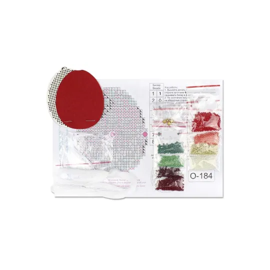 Kreuzstich auf Holzbasis "Rotes und goldenes Ei" 8*6 cm SO-184