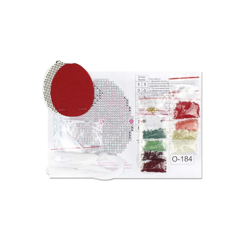 Point de croix sur base en bois "Oeuf rouge et or " 8*6 cm SO-184