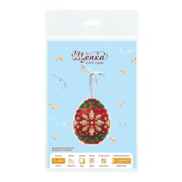 Kreuzstich auf Holzbasis "Rotes und goldenes Ei" 8*6 cm SO-184