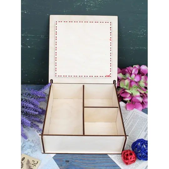 Cross-stich on wooden base "Box. Poppies" 7*20*20 cm SO-164