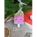 Cross-stich on wooden base"Happy Ice Cream" 9*5 cm SO-162