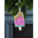 Cross-stich on wooden base"Happy Ice Cream" 9*5 cm SO-162