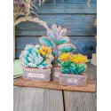 Point de croix sur base en bois "Jardin de succulentes" 14*20*7 cm SO-160