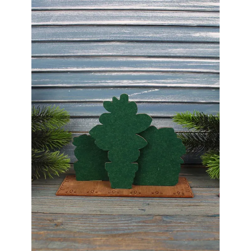 Point de croix sur base en bois "Jardin de succulentes" 14*20*7 cm SO-160