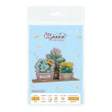 Cross-stich on wooden base"Succulent garden" 14*20*7 cm SO-160