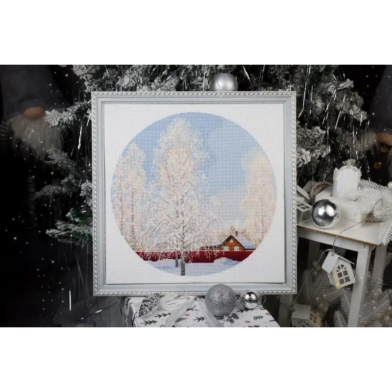 Ristin-kryžiaus siuvinėjimo rinkinys "Sniego nėriniai" 31,7 x 31,7 cm S/VM047