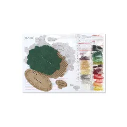 Cross-stich on wooden base"Primroses in a pot" 10*12*5 cm SO-159