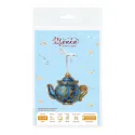 Cross-stich on wooden base"An elegant tea set. Teapot" 8*10 cm SO-154