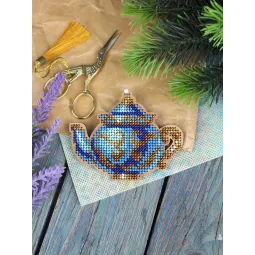 Kreuzstich auf Holzbasis Ein elegantes Teeservice. Teekanne 8*10 cm SO-154