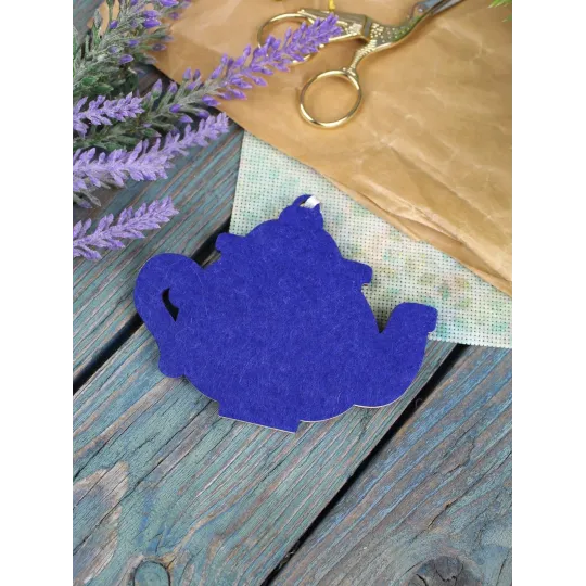 Cross-stich on wooden base"An elegant tea set. Teapot" 8*10 cm SO-154