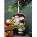 Cross-stich on wooden base "Christmas tree decoration. Porcini mushroom" 8*7 cm SO-149