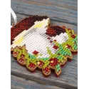Point de croix sur base en bois "Décoration de sapin de Noël. Champignon Cèpe" 8*7 cm SO-149