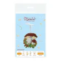 Cross-stich on wooden base "Christmas tree decoration. Porcini mushroom" 8*7 cm SO-149