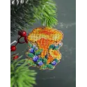 Kreuzstich auf Holzunterlage "Weihnachtsbaumschmuck. Pilz Pfifferling" 8*6 cm SO-148