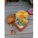 Cross-stich on wooden base "Christmas tree decoration. Chanterelle mush" 8*6 cm SO-148