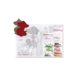 Cross-stich on wooden base "Christmas tree decoration. Little fly agari" 7*5 cm SO-147