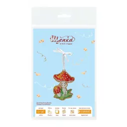 Вышивка крестиком на деревянной основе "Ёлочная игрушка. Муха агари" 7*5 см SO-147