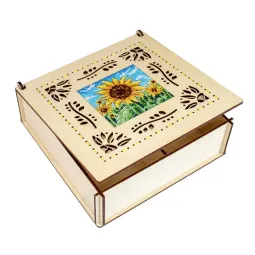 Cross-stich on wooden base"Box. Sunflower" 7*20*20 cm SO-146
