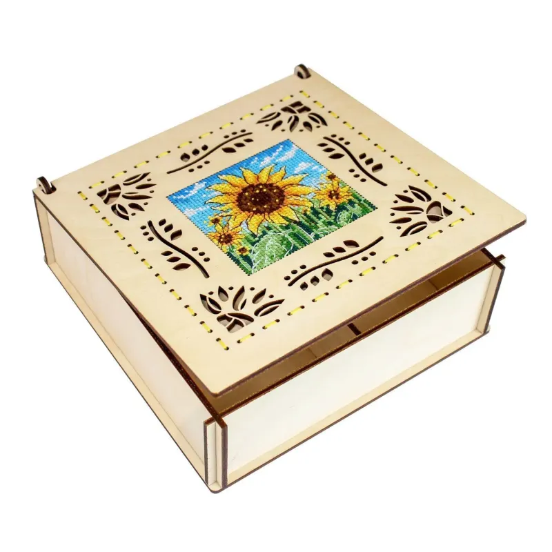 Point de croix sur base en bois "Boîte. Tournesol" 7*20*20 cm SO-146