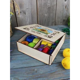 Cross-stich on wooden base"Box. Sunflower" 7*20*20 cm SO-146