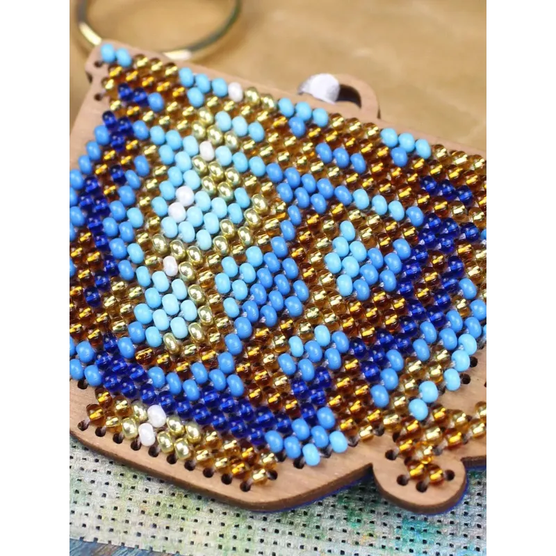 Cross-stich on wooden base"An elegant tea set. A cup" 5*8 cm SO-144