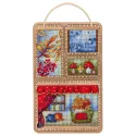 Cross-stich on wooden base "Autumn collage" 26*17 cm SO-126
