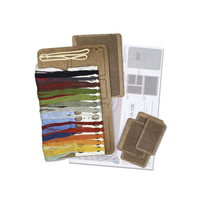 Cross-stich on wooden base "Autumn collage" 26*17 cm SO-126