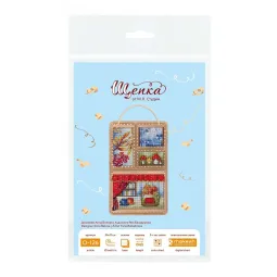 Cross-stich on wooden base "Autumn collage" 26*17 cm SO-126