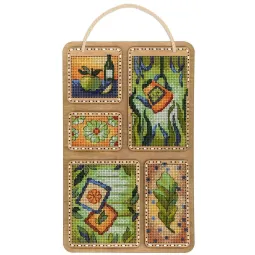 Cross-stich on wooden base "Summer collage" 26*17 cm SO-125