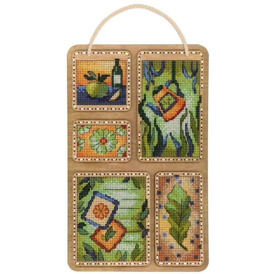 Вышивка крестом на деревянной основе "Летний коллаж" 26*17 см SO-125