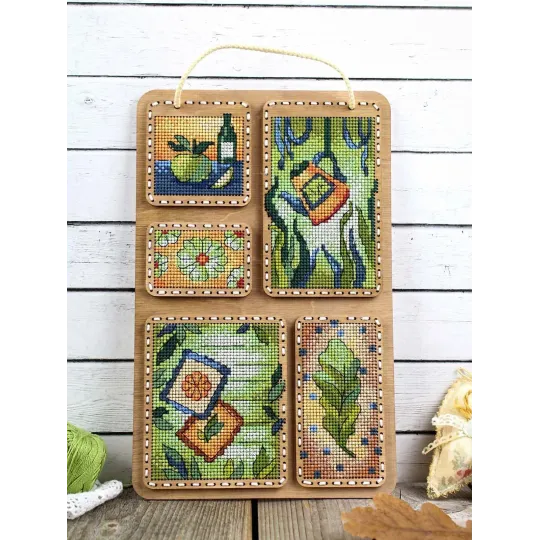 Siuvinėjimas ant medinio pagrindo "Vasara koliažas" 26*17 cm SO-125