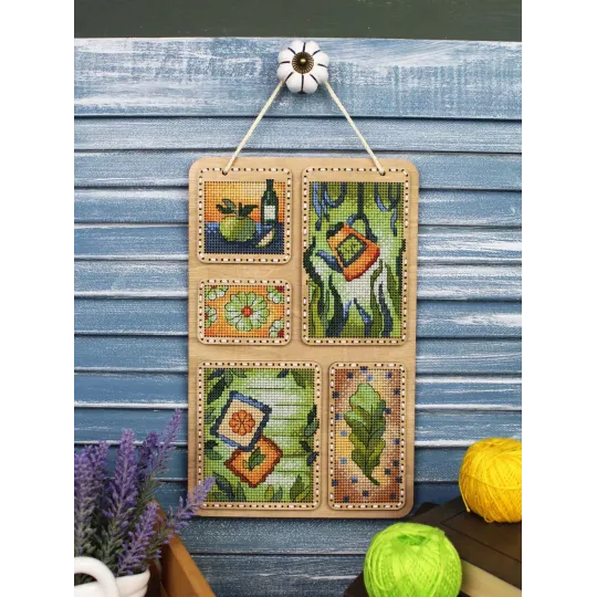 Siuvinėjimas ant medinio pagrindo "Vasara koliažas" 26*17 cm SO-125